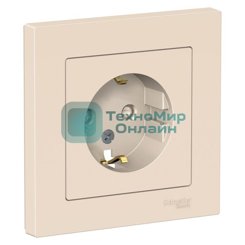 Розетка AtlasDesign с заземл. защ. шторки 16А в сборе беж. SchE ATN000244