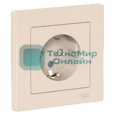 Розетка AtlasDesign с заземл. защ. шторки 16А в сборе беж. SchE ATN000244