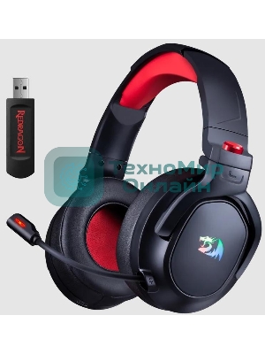 Гарнитура Redragon Nomen чёрный-красный, беспроводная + проводная, радиоканал, до 56 ч, подсветка