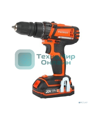 Дрель-шуруповерт Patriot BR 203UES, 20 В, 2 Ач, 30 Нм, щеточный
