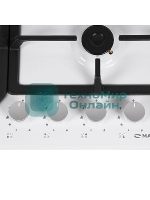 Газовая варочная панель Maunfeld EGHE.64.43CW/G, 4 конфорки, эмалированная сталь, белый