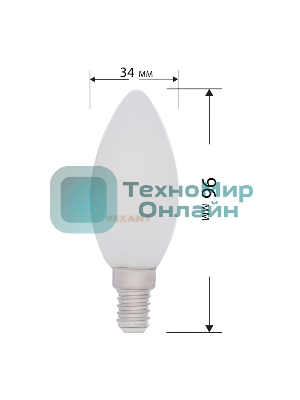 Лампа светодиодная филаментная Rexant Свеча CN35 9.5 Вт 915 Лм 4000K E14 матовая колба