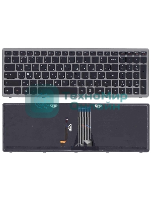 Клавиатура для ноутбука Lenovo G505s Z510 S510 черная с подсветкой c серебристой рамкой
