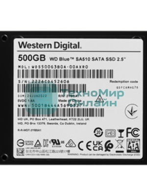 Накопитель SSD WD Blue SA510 WDS500G3B0A, 500GB, SATA III, 2.5