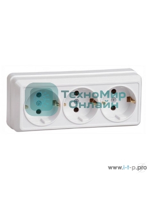 Розетка IEK ERO31-K01-16-DC РС23-3-ОБ 3 местн. с з/к 16А откр.уст. ОКТАВА (белый)