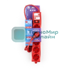 Фильтр-удл. Power Cube PC 3м 5р, красн. 10А/2,2кВт