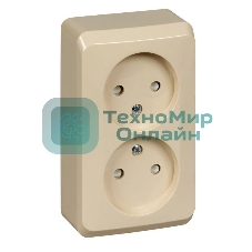 Розетка 2-м ОП Этюд 16А IP20 защ. шторки без заземл. крем. SchE PA16-006K