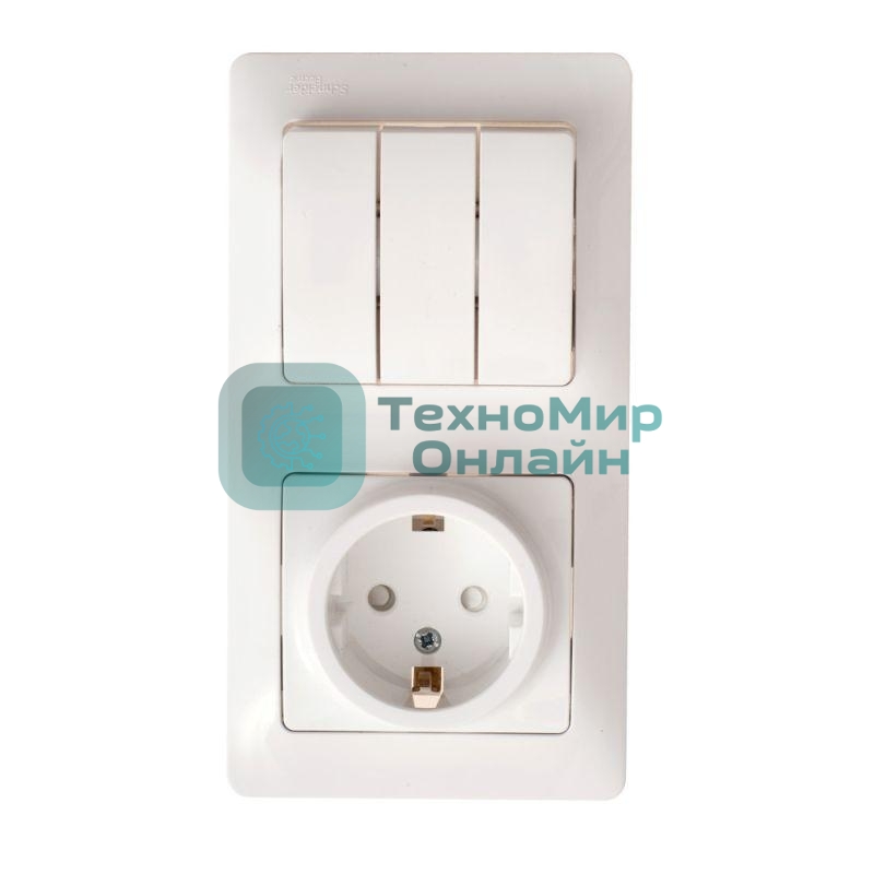 Блок комбинированный GLOSSA розетка + выкл. 3-кл. бел. SchE