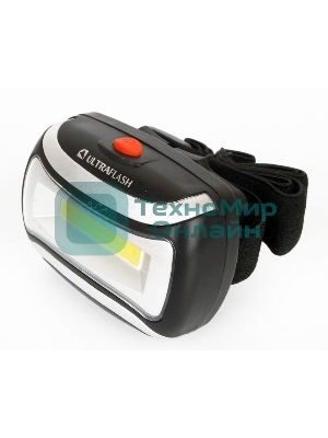 Фонарь налобный LED 5380 (3Вт COB LED 3 режима черн. пласт. пакет) Ultraflash 12870