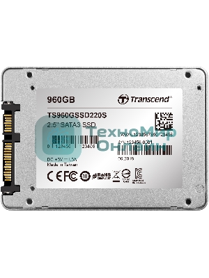 Накопитель SSD Transcend SSD220S, 960Gb, SATA III, 2.5