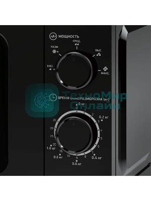 Микроволновая печь BBK 20MWS-717M/B черный, 20 л, 700 Вт, переключатели - поворотный механизм