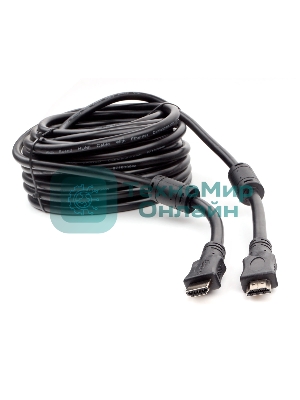 Кабель HDMI Cablexpert CCF2-HDMI4-15M, 19M/19M, v2.0, медь, позол.разъемы, экран, 2 фер.кольца, 15м, черный, пакет