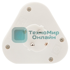 Тройник электрический Rexant пирамида 16 А с заземлением белый