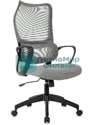 Кресло руководителя Бюрократ Sigma 2 серый, сетка/ткань, крестов. пластик