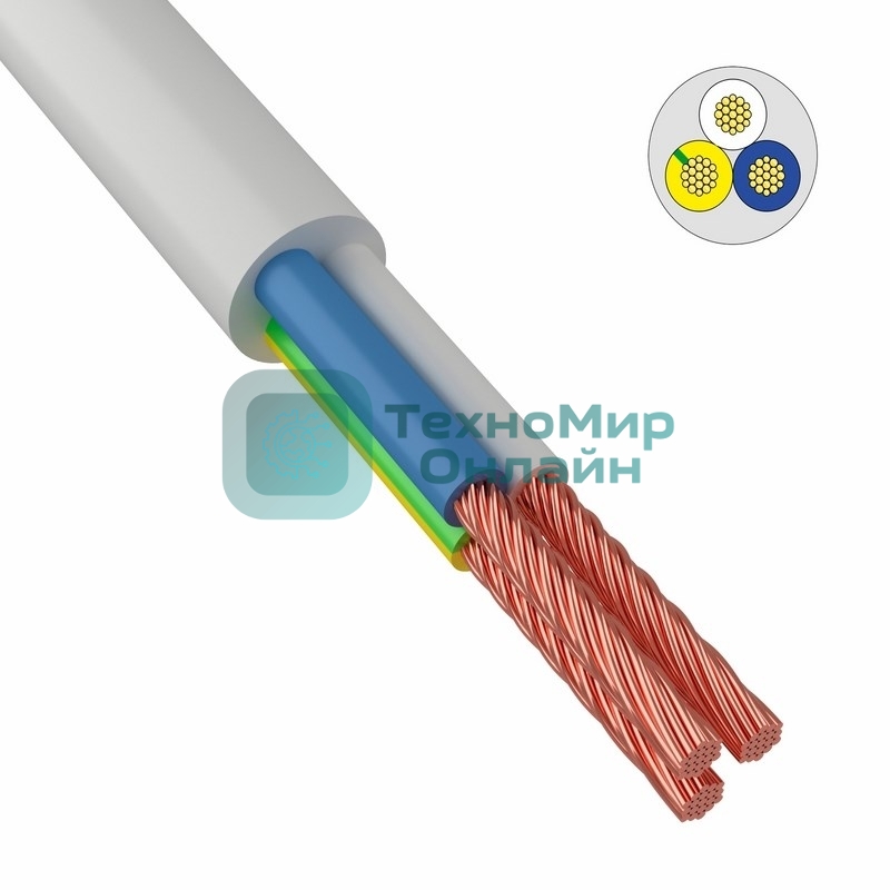 Провод соединительный ПВС 3x2,5 мм² 100 м черный ГОСТ 7399-97
