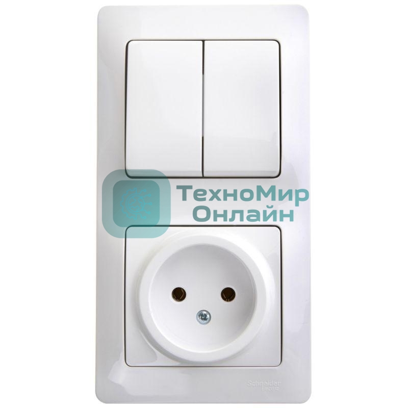 Блок комбинированный GLOSSA розетка + выкл. 2-кл. бел. SchE