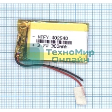 Аккумулятор Li-Pol (батарея) 4x25x40мм 2pin 3.7V/300mAh