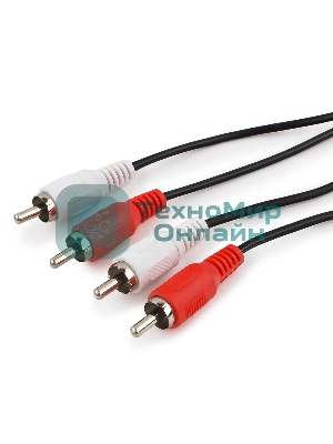 Кабель аудио Cablexpert CCA-2R2R-1.8M-N, 2xRCA/2xRCA, 1.8м, черный, пакет