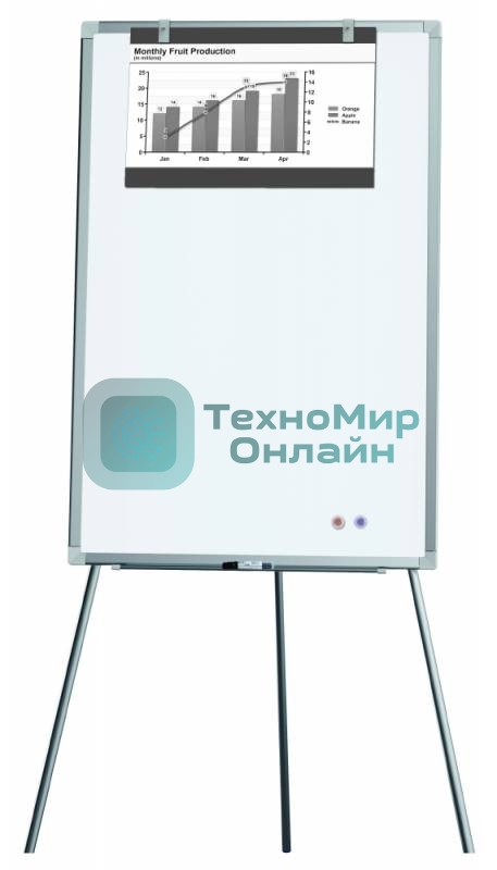 Флипчарт Deli E7885 сталь магнитно-маркерная, лак, 60х90см на треноге, алюминиевая рама белый, лоток для аксессуаров с аксессуарами