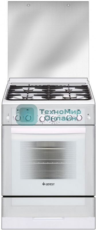 Плита газовая Gefest ПГ 6300-02 0040 белый, конфорок 4 шт, духовка 52 л, 60 см x 85 см x 60 см