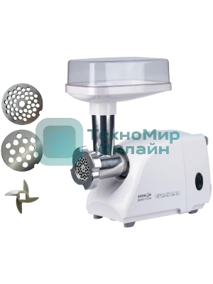 Мясорубка электрическая Аксион М14.01 белый, 600 Вт, 0.5 кг/мин, защита от перегрузки, насадки - 2
