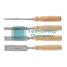 Набор стамесок Sparta 6-12-18-24 мм, плоские, деревянные рукоятки