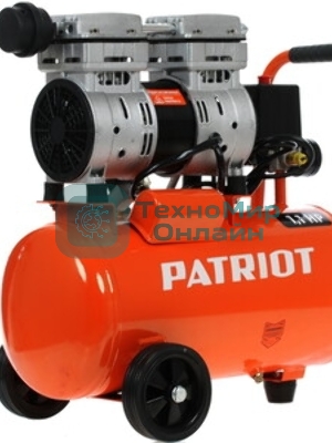 Компрессор Patriot WO 24-160 525306375 Безмасляный; Мощн. 1,1 кВт; Напр. 230В Об. двиг.: 2850 об/мин; Производительность: 160 л/мин; Объем ресивера: 24 л; Давление: 8 бар