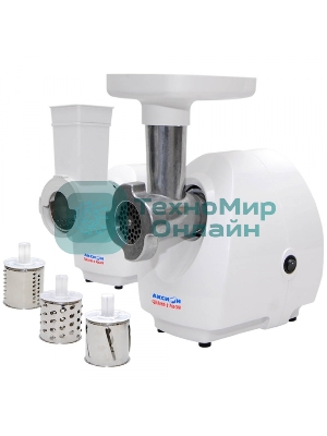 Мясорубка электрическая Аксион М25.03 белый, 1500 Вт, 1.7 кг/мин, защита от перегрузки, насадки - 5