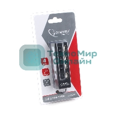 Концентратор USB 2.0 Gembird UHB-243-AD с подсветкой и выключателем, 4 порта, блистер