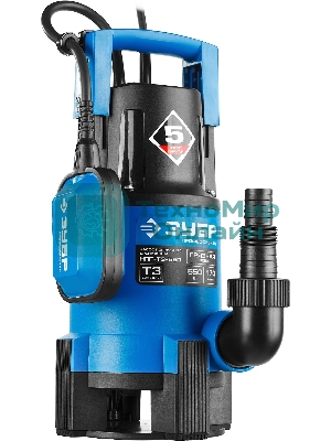 Насос ЗУБР НПГ-Т3-550 профессионал т3 погружной дренажный для грязной воды d частиц до 35мм 550Вт