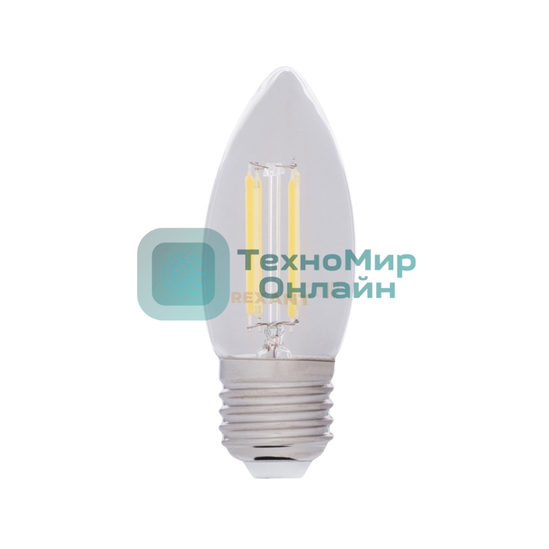 Лампа светодиодная филаментная Rexant Свеча CN35 9.5 Вт 950 Лм 4000K E27 прозрачная колба