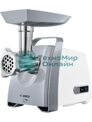 Мясорубка электрическая Bosch MFW 66020 белый/серый, 1800 Вт, 3.0 кг/мин, реверс, защита от перегрузки, насадки - 5