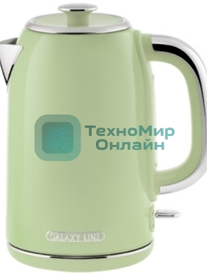 Чайник электрический Galaxy Line GL 0344, райская олива, металл, 2200 Вт, 1.7 л