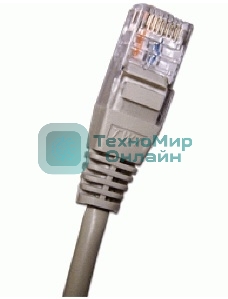 Патч-корд 2-х парный TWT UTP cat.5e, с заливными колпачками, 1.0 м, серый