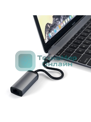 Адаптер Satechi Type-C to Gigabit Ethernet. Поддержка 10/100/1000Mbps Ethernet, серый космос