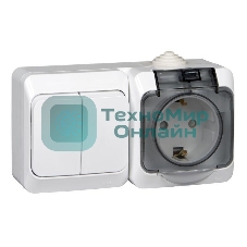 Блок ОП Этюд (2-кл. выкл. + евророз. защ. шторки) IP44 бел. SchE