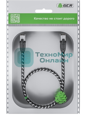 Патч-корд GCR PROF прямой 3.0m, UTP медь cat.6, STRONG черно-белый нейлон, ethernet high speed 10 Гбит/с, T568B, GCR-52778