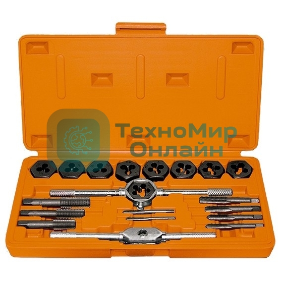 Набор метчиков и плашек Sparta М3 - М12, плашко-метчикодержатель, 20 предметов, в пласт. боксе