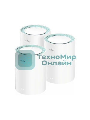 Бесшовный Mesh роутер Cudy M1300 (M1300 3-PACK) AC1200 10/100/1000BASE-TX/Wi-Fi белый (упак.:3шт)