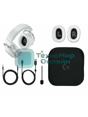 Гарнитура Logitech G PRO LightSpeed белый, беспроводная + проводная, Bluetooth/USB/3.5 мм, до 50 ч