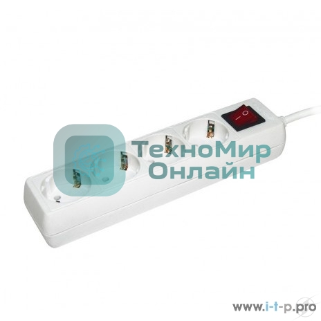 Удлинитель 4х5 м с заземл. 16А IP20 У04К с выкл. 2P+PE IEK WYP10-16-04-05-ZK-N