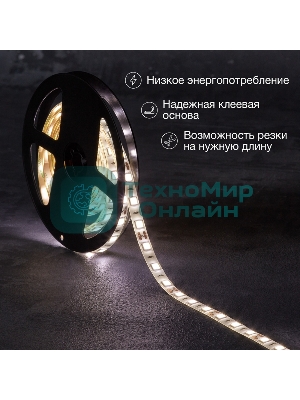 Лента светодиодная 3 м 12 В 5050 4000 К IP65 60 LED/м для БП с клеммами LAMPER