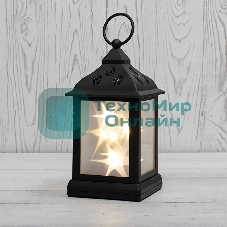 Декоративный фонарь Neon-night 11х11х22,5 см, черный корпус, теплый белый цвет свечения с эффектом мерцания