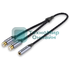 Переходник-разветвитель Vention гибкий Jack 3.5 мм F/2RCA F - 0.3 м