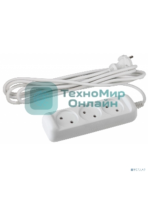 Удлинитель электрический ЭРА UX(6)-3-5m без заземления 3 розетки 5м ПВС 2x0,75мм2 6А