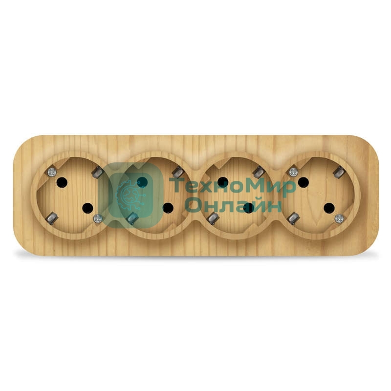 Розетка 4-м ОП 16А IP20 с заземл. сосна IONICH 1457