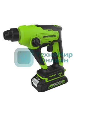 Перфоратор аккумуляторный бесщеточный GreenWorks GD24SDS1K2, 1,2 ДЖ, 24V, c АКБ 2А·ч и ЗУ, в сумке (3803107UA)
