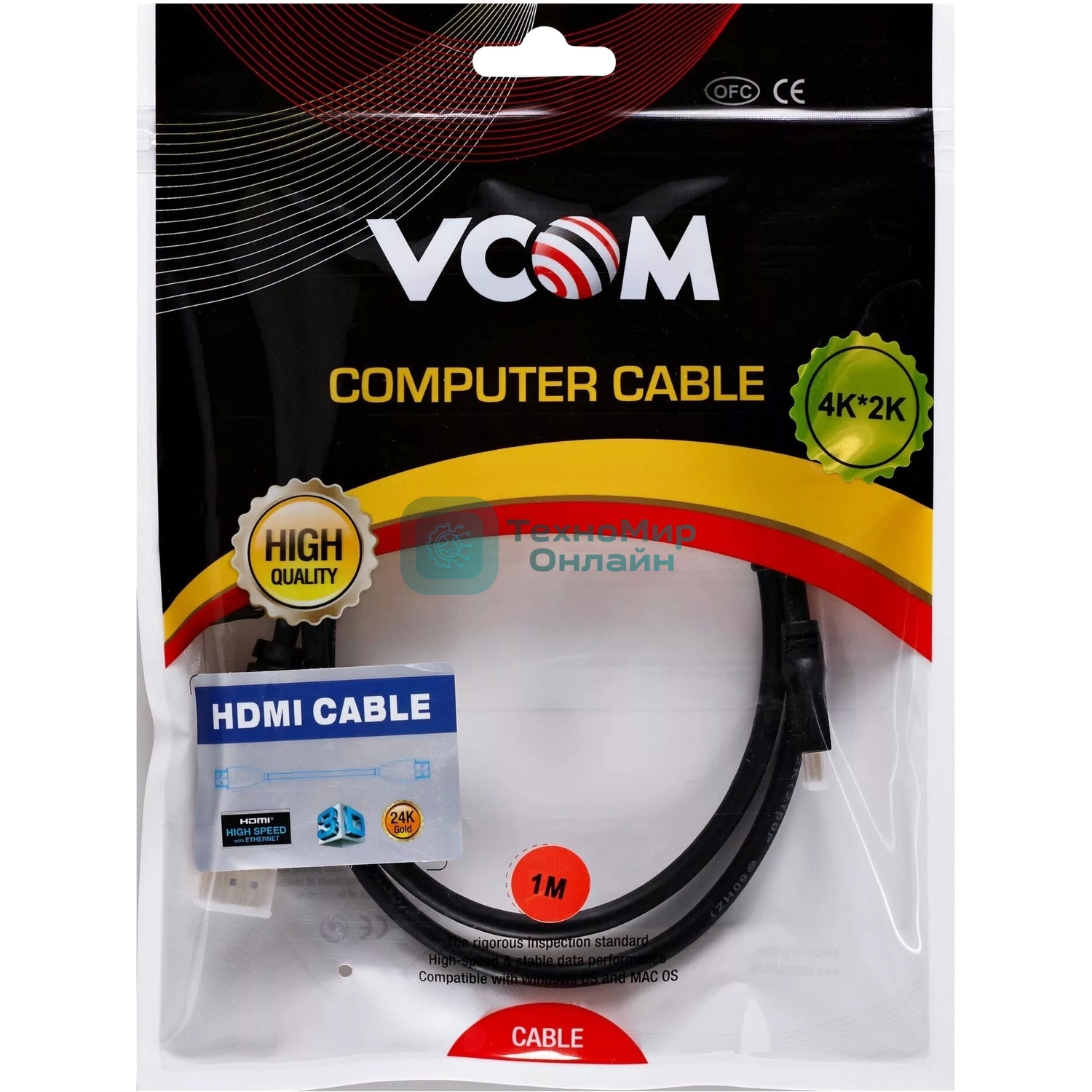Кабель HDMI-19M --MicroHDMI-19M ver 2.0 1 м VCOM CG587-1M