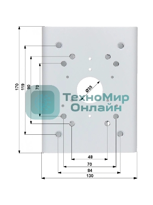 Кронштейн для крепления на столб видеокамер серий HFWxxS, HFWxxR-Z/VF,SD60/6AE/6AL, SD59/50/40, SD6C, SD42, SD29 Кронштейн для крепления на столб видеокамер серий HFWxxS, HFWxxR-Z/VF,SD60/6AE/6AL, SD59/50/40, SD6C, SD42, SD29