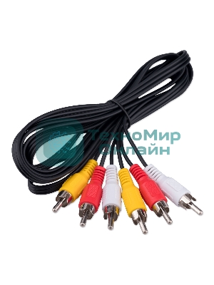 Кабель аудио/видео Cablexpert CCV-539-1.8M-N, 3xRCA/3xRCA, 1.8м, черный, пакет